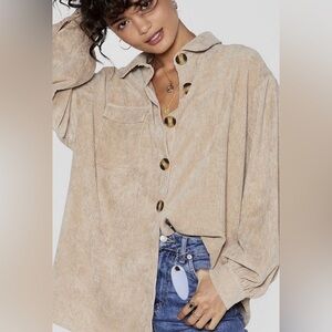 Nasty Gal Corduroy Pocket Button Down Shirt